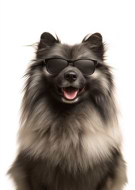 Cool Keeshond Dog in Sunglasses
