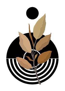 Minimalist Branch with Black Circles