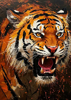 Roaring Tiger Painting