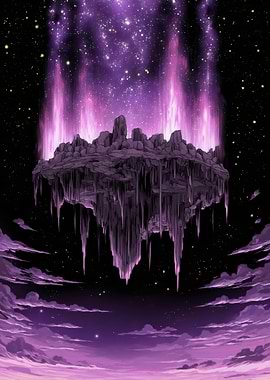 Floating Island in Purple Sky
