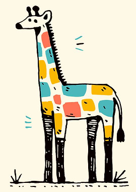 Colorful Giraffe Illustration