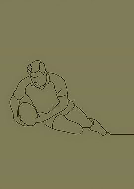 Rugby Player Minimalist Line Art