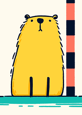 Cute Yellow Bear Measuring Height