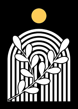 Minimalist Rainbow with Leaves