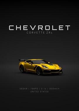Front Chevrolet Corvette C7 ZR1 - Yellow Specs