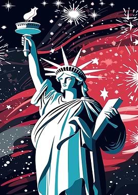 Statue of Liberty with Fireworks