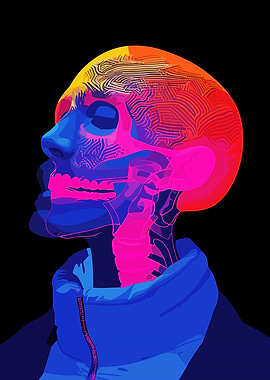 Neon Skull Portrait