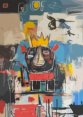 Pop Art Rhino King Abstract Poster