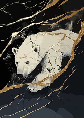 Polar Bear Breaking Thru