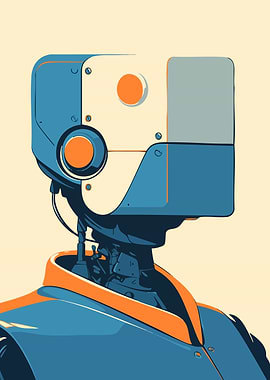 Minimalist Robot Head Illustration Art