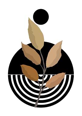 Minimalist Branch with Black Circles