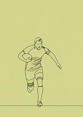 Rugby Player Minimalist Line Art