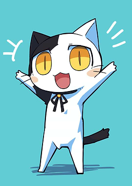 Excited Cartoon Cat