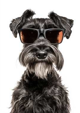 Cool Standard Schnauzer Dog in Sunglasses