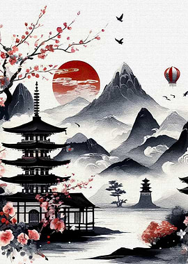 Japanese Mountain Landscape