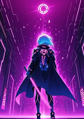 Cyberpunk Anime Warrior