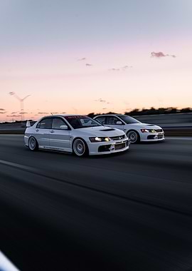 White Mitsubishi Lancer Evolution