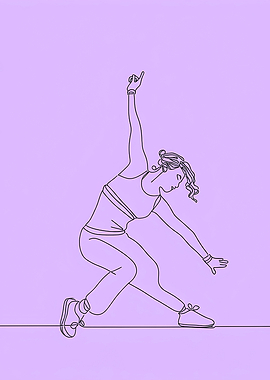 Woman Athlete Minimalist Line Art