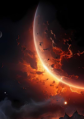 Fiery Planet in Space