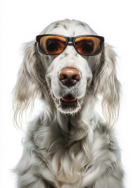 Cool English Setter Dog Wearing Sunglasses