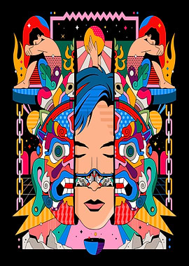 Abstract Face with Masks