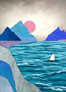 Sailboat Under Pink Sunset