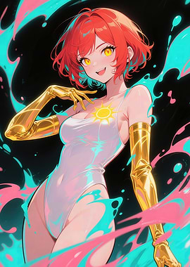 Kaia Ember - Golden Eyes, Messy Fiery Red Hair