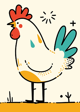 Cute Cartoon Rooster