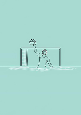 Water Polo Minimalist Line Art