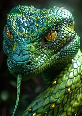 Green Snake Close-Up