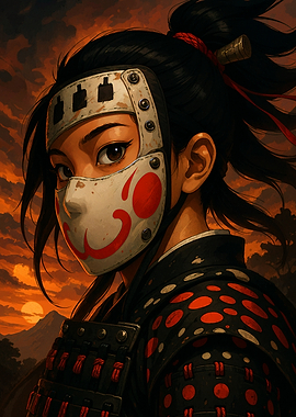 Samurai Woman with Mask
