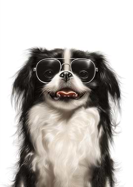 Cool Japanese Chin Dog in Sunglasses