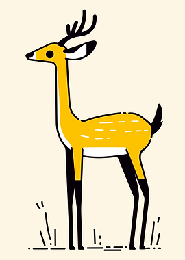 Yellow Deer Illustration