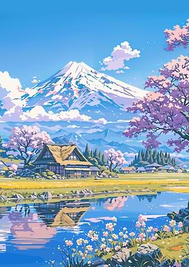Mount Fuji Spring Landscape