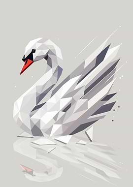 Geometric Swan – Low Poly Elegance on Water