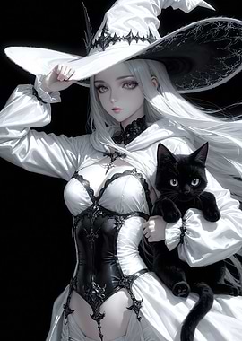 White Witch with Black Cat