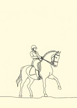 Horse Rider Minimalist Line Art