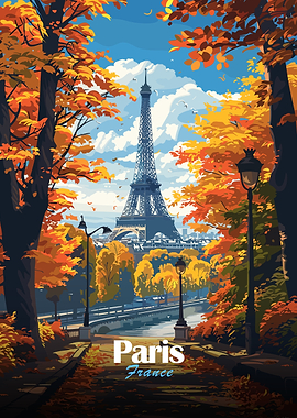 Eiffel Tower Autumn View