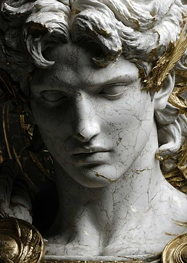 Marble Bust with Gold Accents