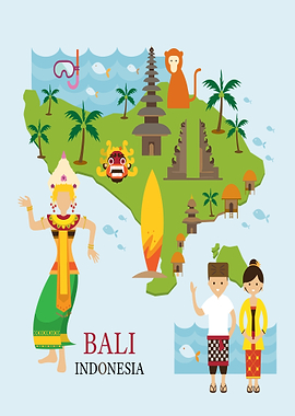 Bali Indonesia Travel Illustration