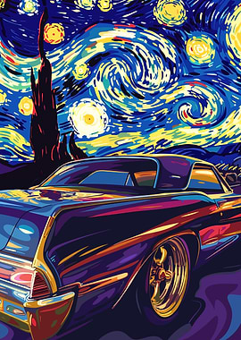 Starry Night Classic Car