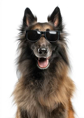 Cool Belgian Tervuren Dog Wearing Sunglasses