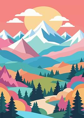 Colorful Mountain Landscape