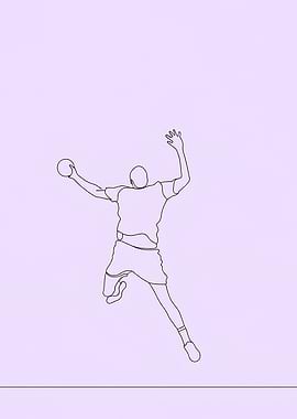 Handball Player Minimalist Line Art