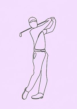 Golf Swing Minimalist Line Art