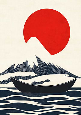 Japanese Mountain & Boat