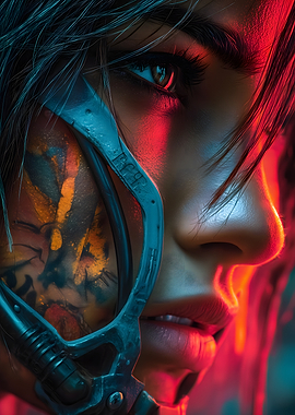 Cyberpunk Rebel Woman Portrait
