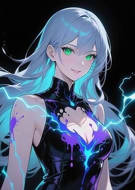Seris Vale - Emerald Eyes, Flowing Silver-Blue Hair