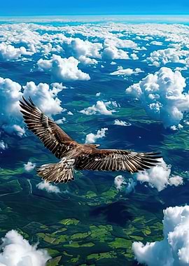 Eagle Soaring Above Clouds