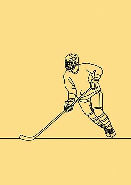 Hockey Player Minimalist Line Art